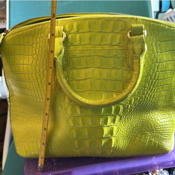 Brahmin “ Lemongrass” Crocodile Embossed Satchel with Metallic Hardware NWOT - Picture 10 of 10